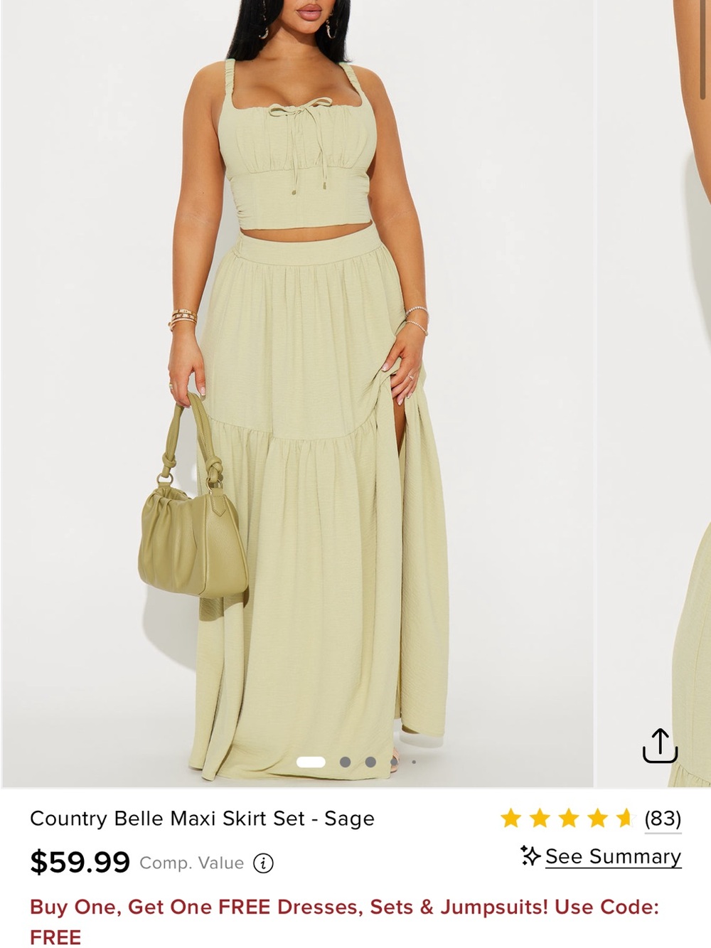 Fashion Nova Sage country belle set